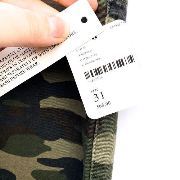 NWT Free People Belle Green Camo Skinny Jeans - Picture 7 of 11